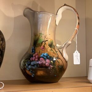 Hand-Painted Ceramic Pitcher with Fruit Design
